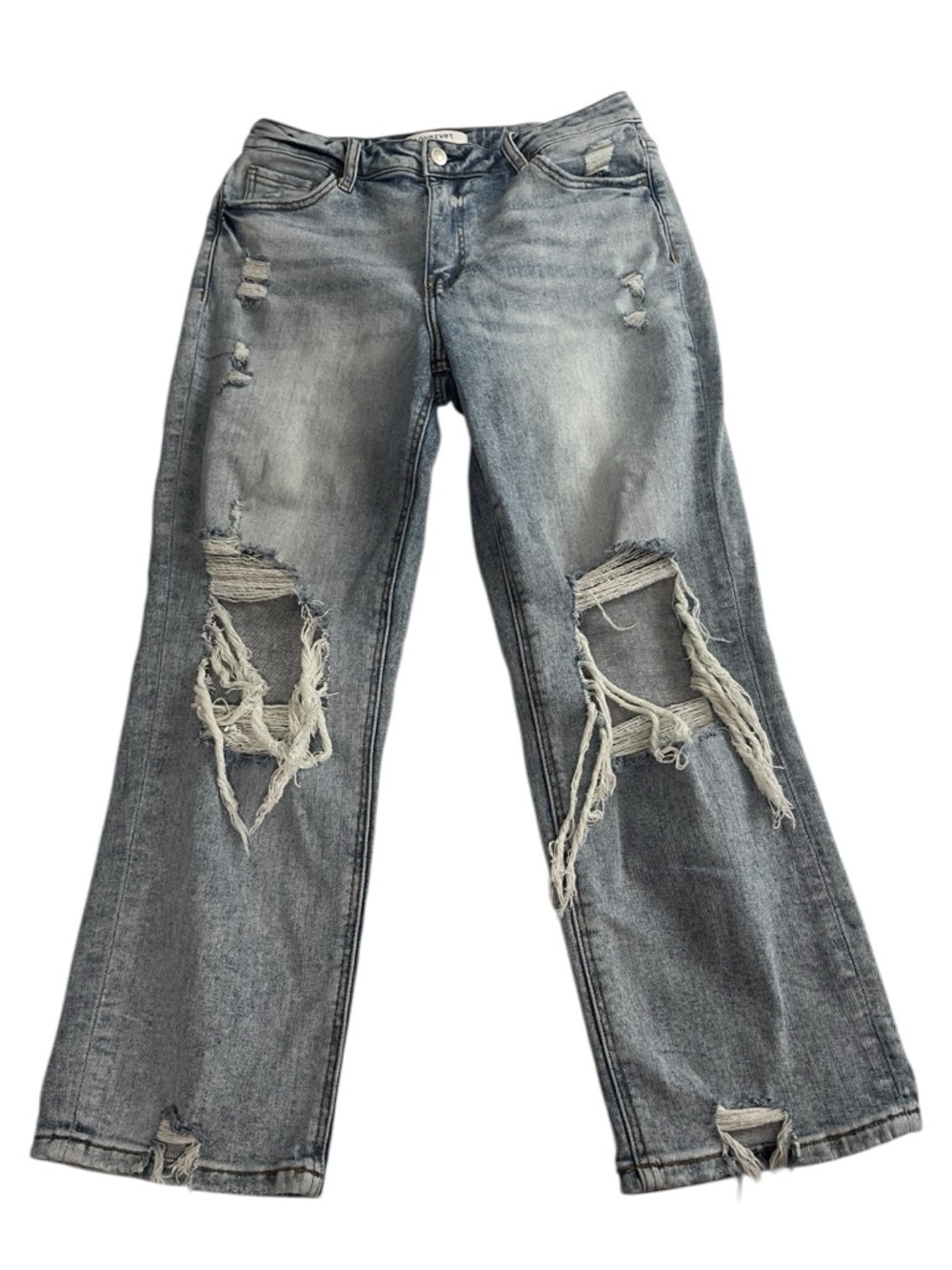 Lovervet By Vervet Jeans Womens‎ 11/30 Distressed High Rise Light Straight